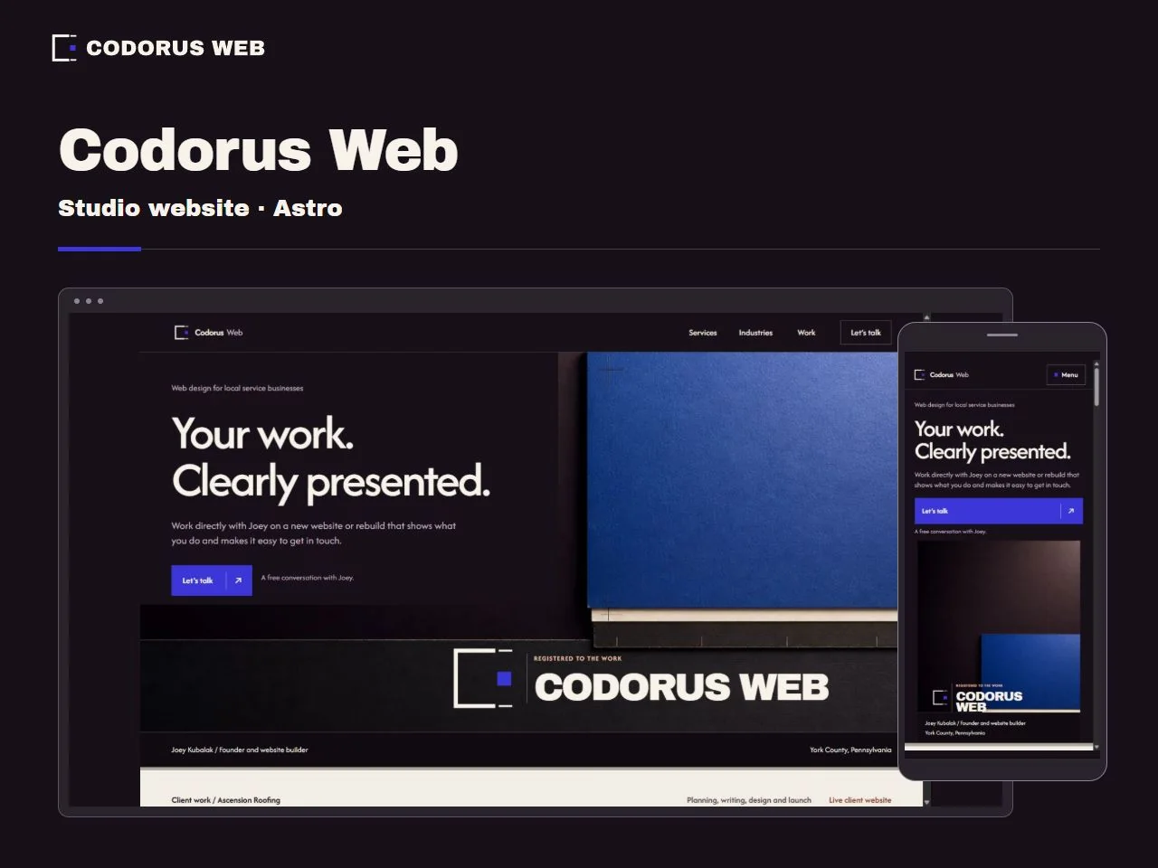 The September 25 Codorus Web website, shown in desktop and mobile views.